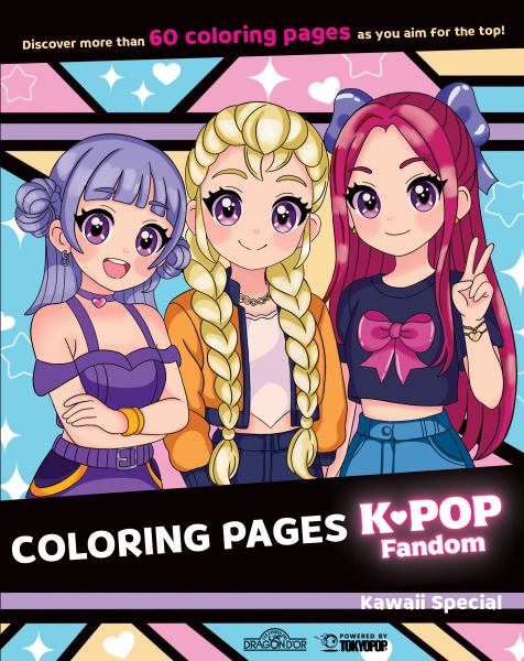 K-pop fandom coloring pages : kawaii special